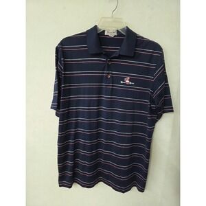 Titleist Polo Shirt Mens XL Navy Blue Striped Pima Cotton Lagoon Legend Golf Vtg
